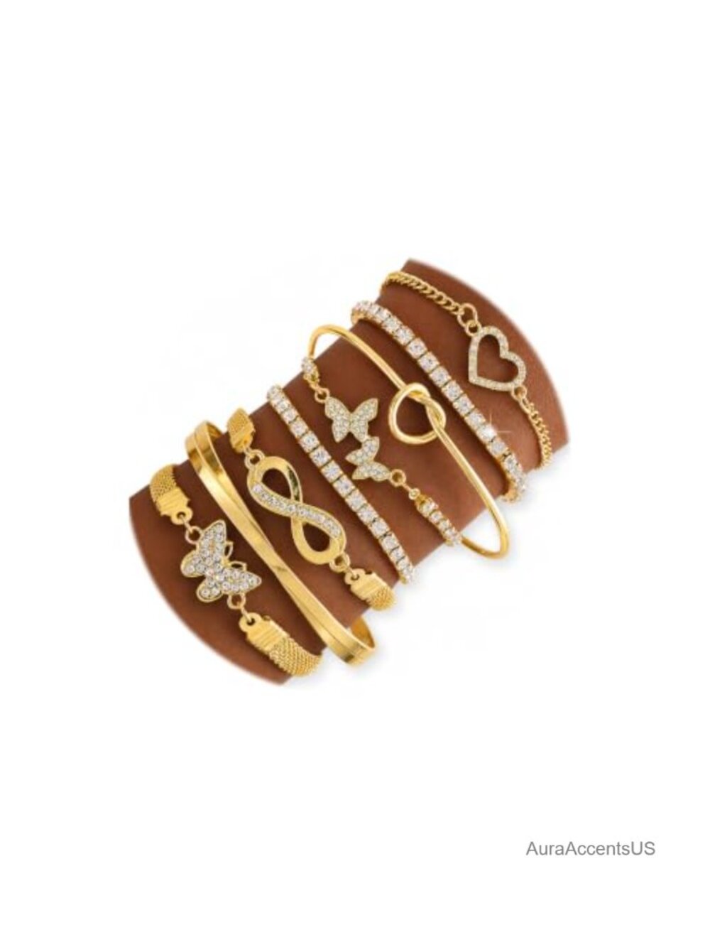 8 Piece 14K Gold Plated Bracelet Set for Women Stackable Bangle